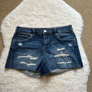 BLANKNYC Dark Blue Distressed Cut-off Denim Shorts